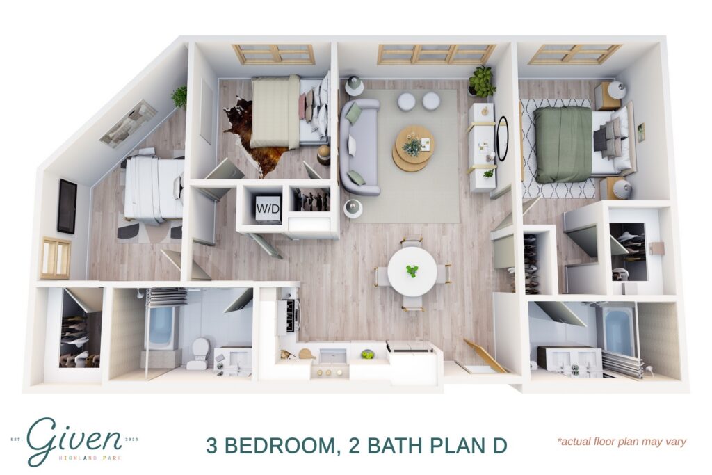 3 Bedroom, 2 Bath Plan D