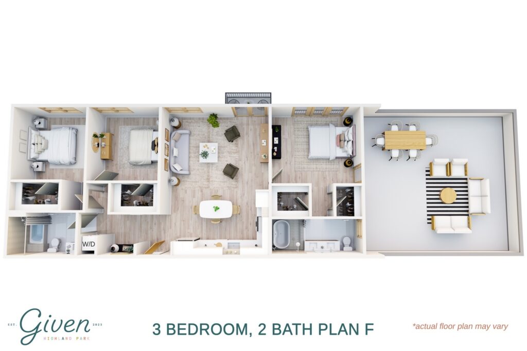 3 Bedroom, 2 Bath Plan F